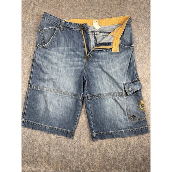 Vintage Timberland Denim Cargo Shorts Men's Size 40 Blue Cotton Medium Wash Y2K - Picture 1 of 10